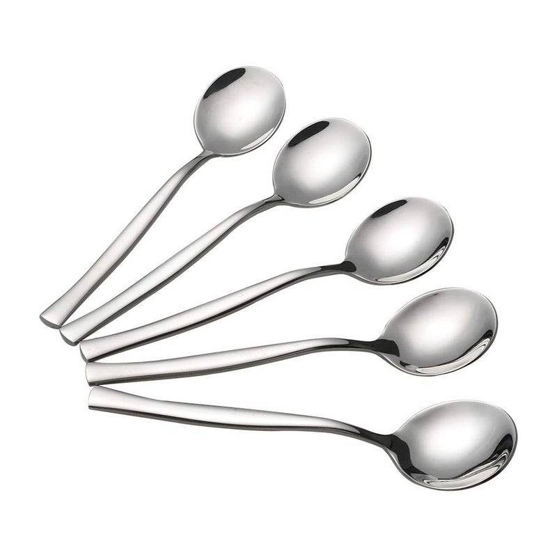 Xowine 12 Pieces Stainless Steel Bouillon Round Soup Spoon - Image 1